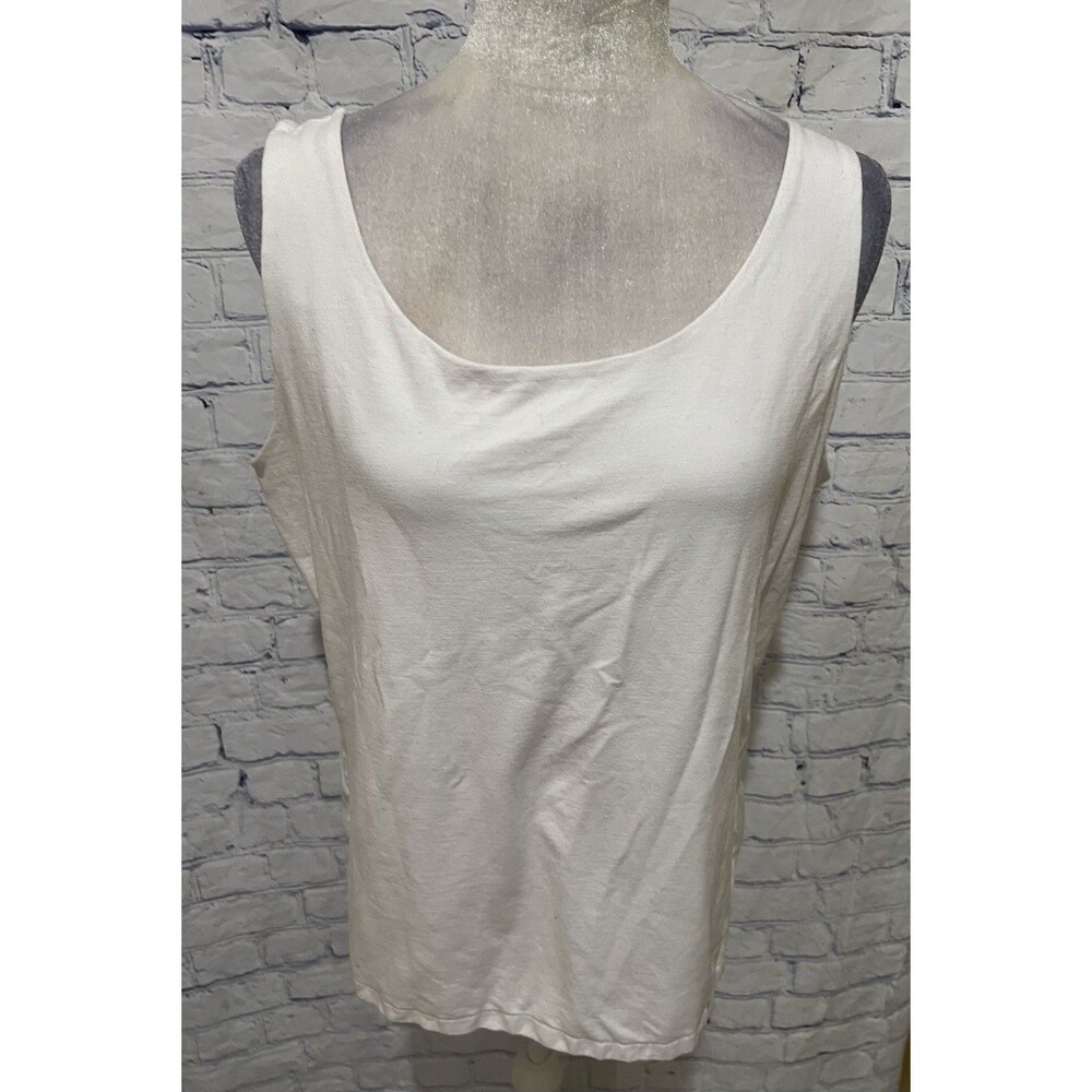 Talbots Women's White Tank Top Size XL Round Neck Sleeveless